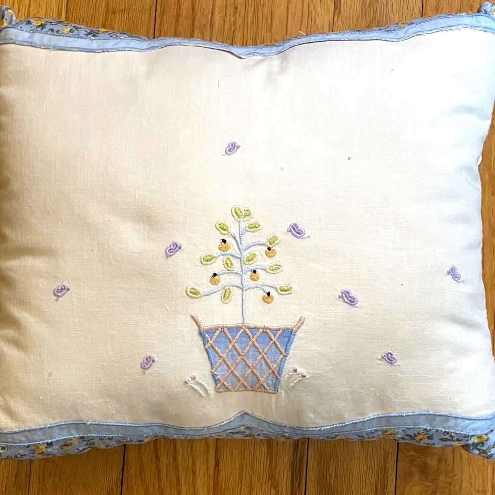 Hand Crafted Vintage Linen Decorative Embroidered Pillow